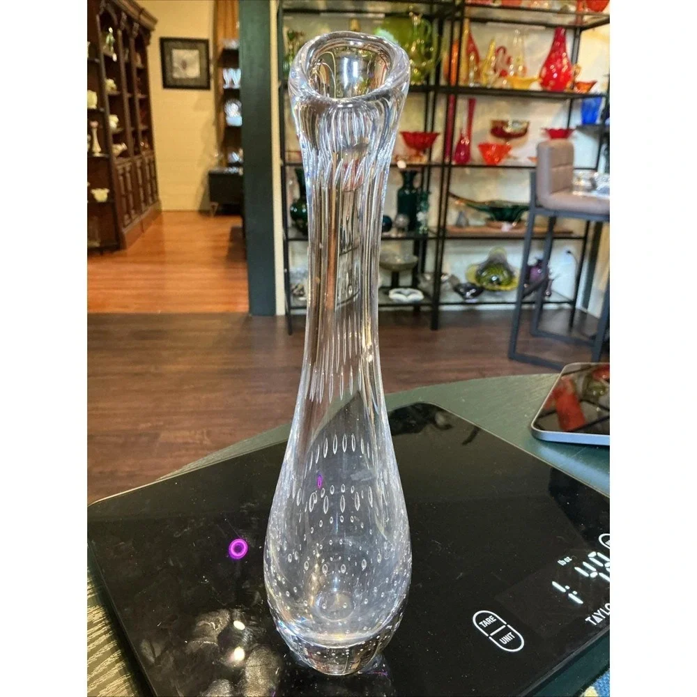 VTG Kosta‎ Boda Bud Vase Glass Controlled Bubble Vicke Lindstrand 13331 Signed